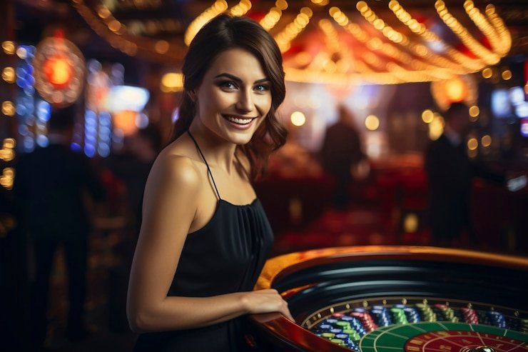 Live-dealer blackjack table with multi-camera feed